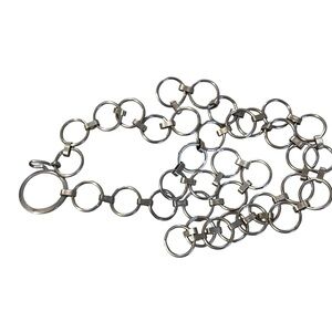Silvertone Linked Circle Chain Belt Necklace - Silver